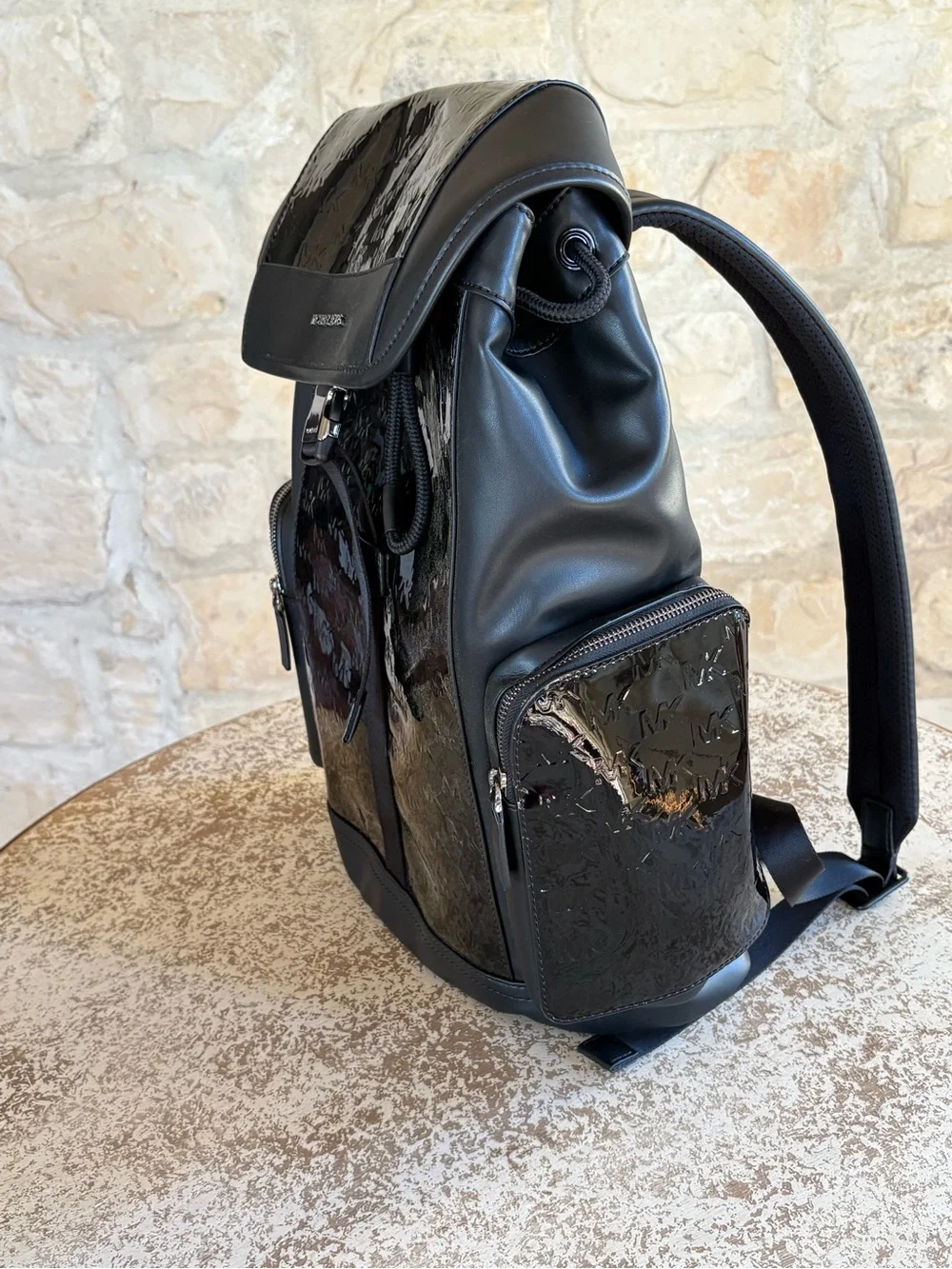 Michael Kors Black Patent Leather Men's Backpack item 282